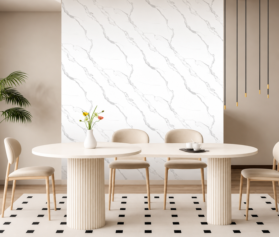 White Marble Wide PVC Wall Panel
