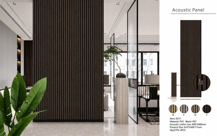 Walnut Premium 3-Sided Acoustic - 60 x 240 x 1.7cm