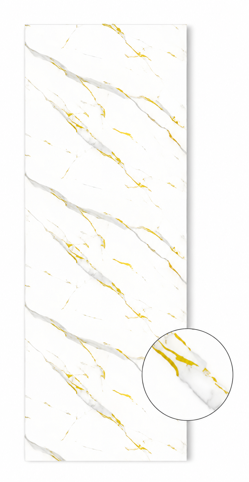 Gold & White Marble Wide PVC Wall Panel