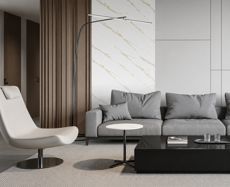 Gold & White Marble Wide PVC Wall Panel