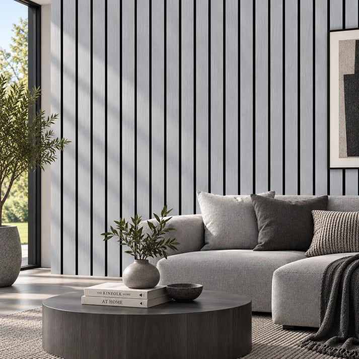 Grey Oak Wide Slat Acoustic Wall Panel