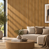 Teak Oak Wide Slat Acoustic Wall Panel