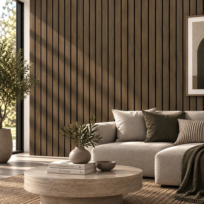Walnut Wide Slat Acoustic Wall Panel