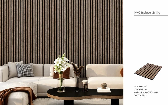 Dark Oak 30 × 240 × 1.2cm Seamless PVC Wall Panel