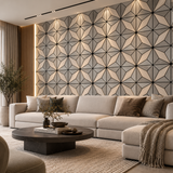 Antique metallic grey 60 × 240 × 1.5cm acoustic wall panel with a refined textured finish