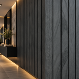 Black 15 × 240 × 1cm seamless PVC wall panel with a sleek dark finish for modern interior spaces