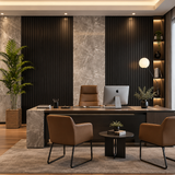 Black 15 × 240 × 1cm seamless PVC wall panel with a sleek dark finish for contemporary interiors