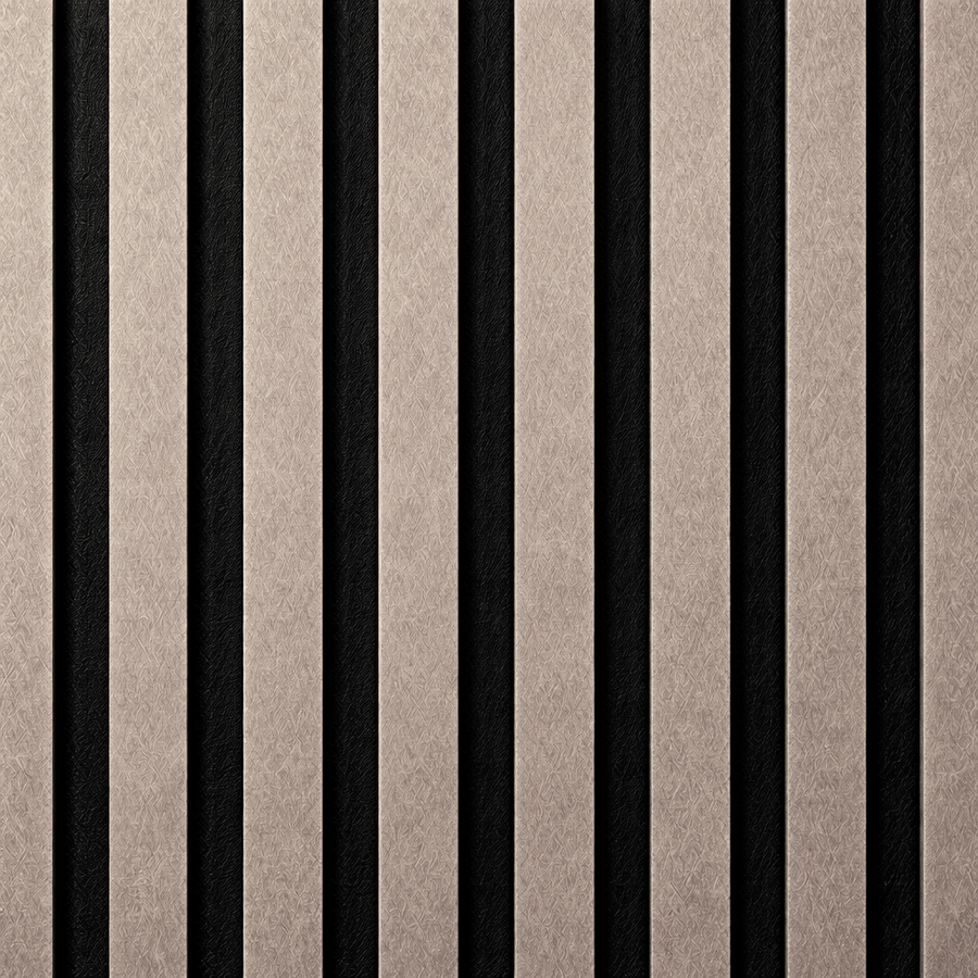 Close-up of a 60 × 240 × 1.5cm acoustic panel showcasing warm brown tones and subtle metallic detailing