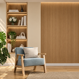 Oak 15 × 240 × 1.5cm Fluted Seamless PVC Wall Panel