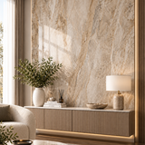 Modern living space enhanced with light cream wall cladding for a bright, clean and sophisticated appearance