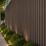 Dark brown 21 × 290 × 2.5cm outdoor composite wall panel with a rich textured finish for exterior spaces