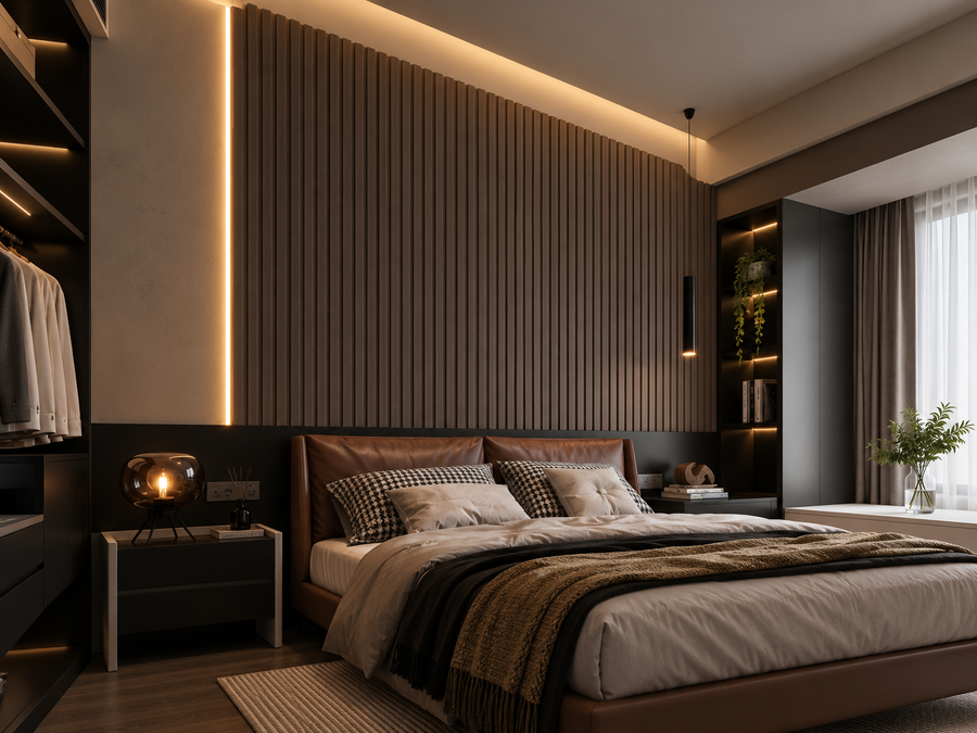 Dark grey 15 × 240 × 1.8cm seamless PVC wall panel with a sleek textured finish for modern interiors