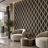 Dark grey 60 × 240 × 1.5cm acoustic wall panel with flowing wave details and a bold textured finish
