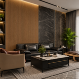 Dark oak 15 × 240 × 1.5cm seamless PVC wall panel with fluted detailing and a rich wood-effect finish