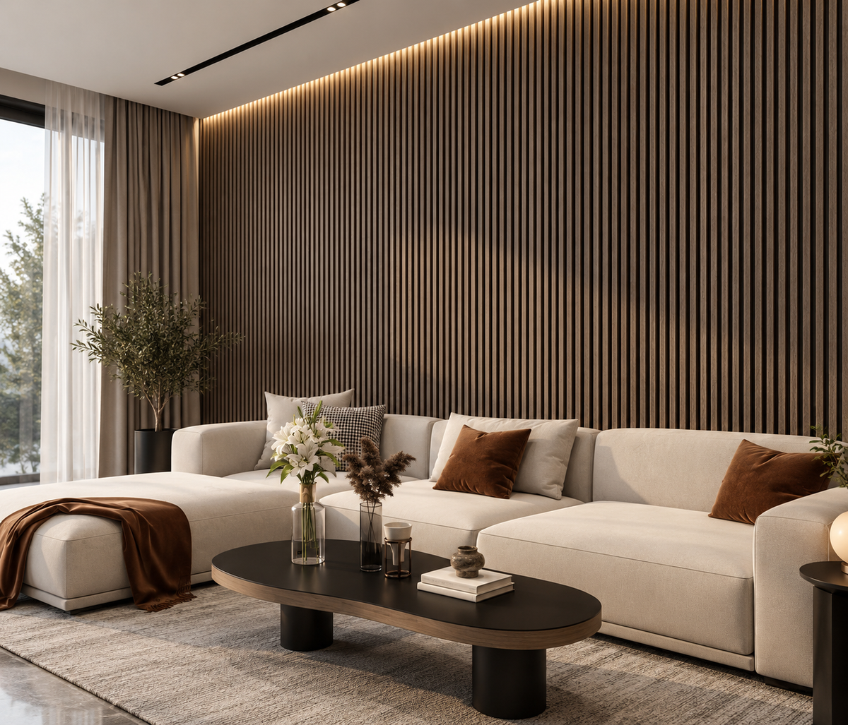 Dark Oak 30 × 240 × 1.2cm Seamless PVC Wall Panel