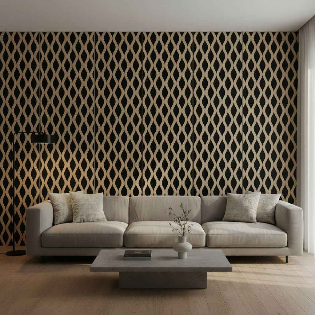 Dark Oak Wavy 60 × 240 × 1.5cm Acoustic Wall Panel