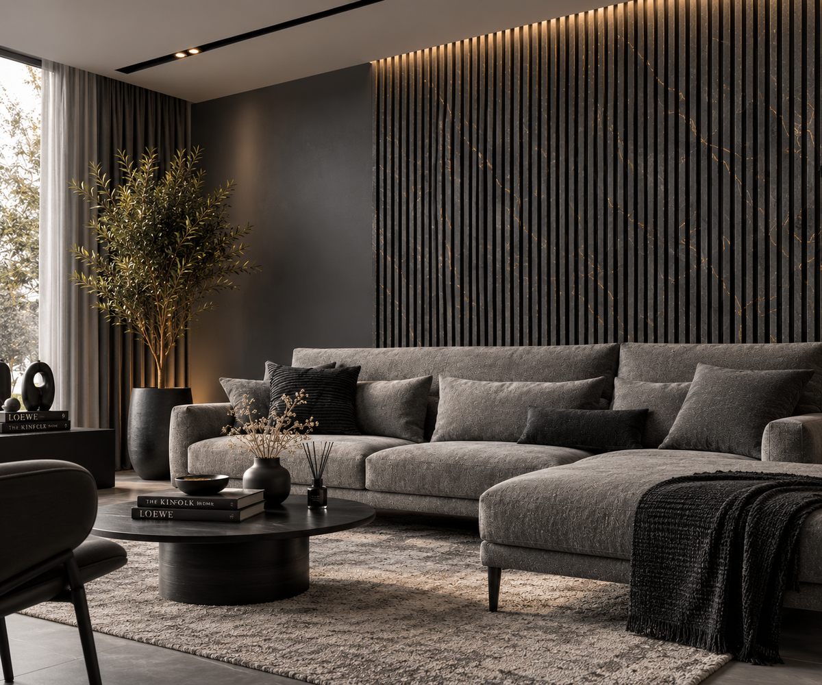Gold & Black Marble Acoustic Wall Panel 280 Cm