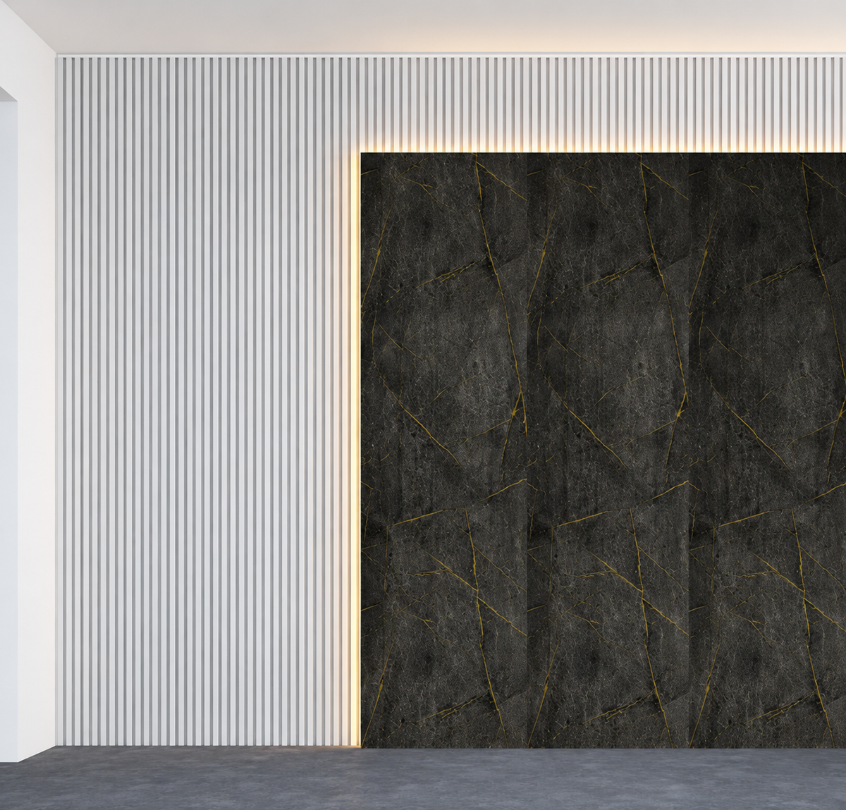 Gold & Black Marble 60 × 240 × 0.7cm PVC Wall Panel