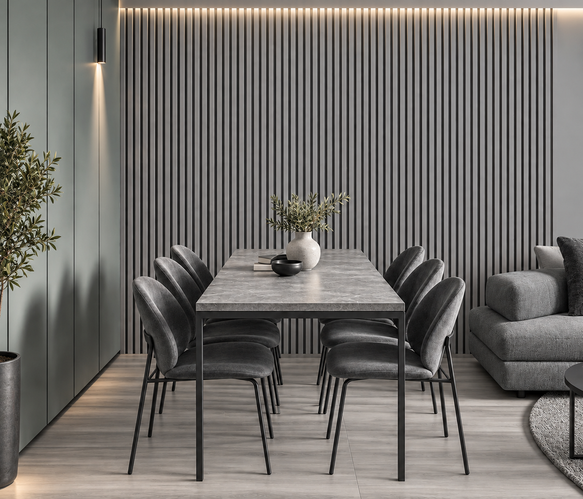Grey Acoustic 60 × 280 × 1.7cm Wall Panel