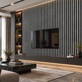 Grey marble 60 × 240 × 1.5cm acoustic wall panel with natural stone veining and a refined modern finish