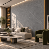 Elegant grey stone-effect surface with natural marble veining for a sleek contemporary feature wall