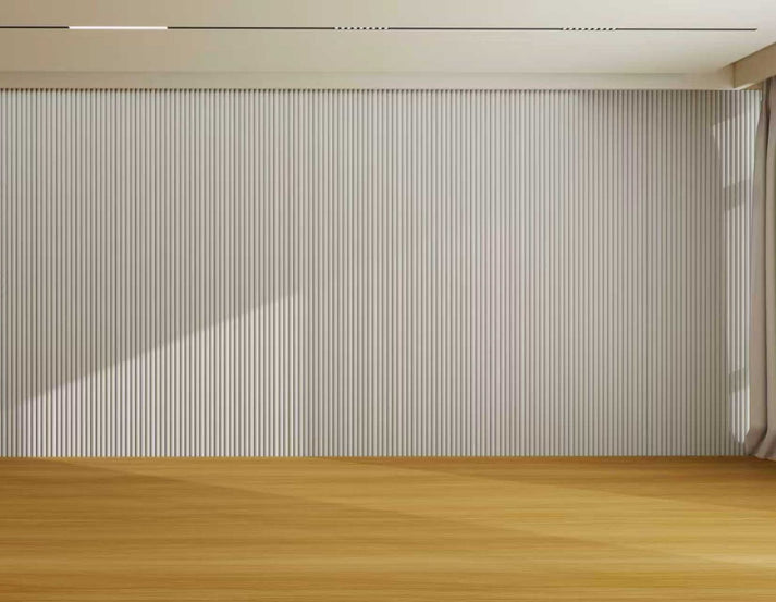 Light grey 15 × 240 × 1.5cm seamless PVC wall panel with clean fluted detailing and a soft modern finish