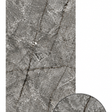 Close-up view showcasing sophisticated grey tones with metallic golden details and realistic marble patterns