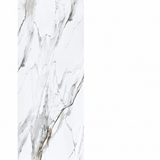 Close-up view highlighting delicate gold accents flowing across a smooth white stone-effect finish