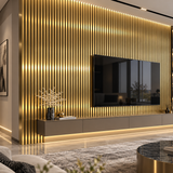 Metallic gold 60 × 240 × 1.5cm acoustic wall panel with a refined reflective finish for luxury interiors