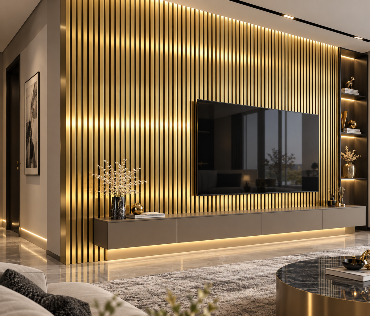 Metallic Gold 60 × 240 × 1.5cm Acoustic Wall Panel