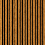 Close-up view showcasing rich golden-brown timber texture and refined slatted detailing across the surface