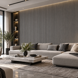 Shiny silver 60 × 240 × 1.5cm acoustic wall panel with a sleek reflective finish for modern interiors