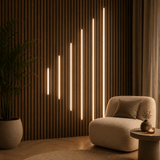 Close-up view of slim LED lighting designed to create a clean ambient glow along modern panel installations