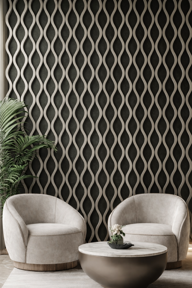 Dark Grey Wavy Acoustic Panel - Ashlynconcepts