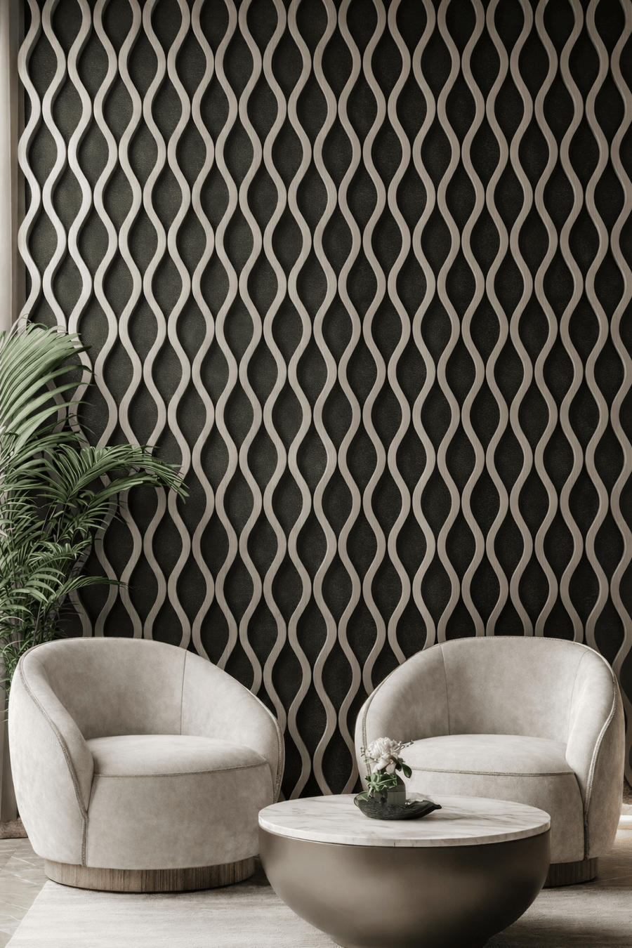 Dark Grey Wavy 60 × 240 × 1.5cm Acoustic Wall Panel