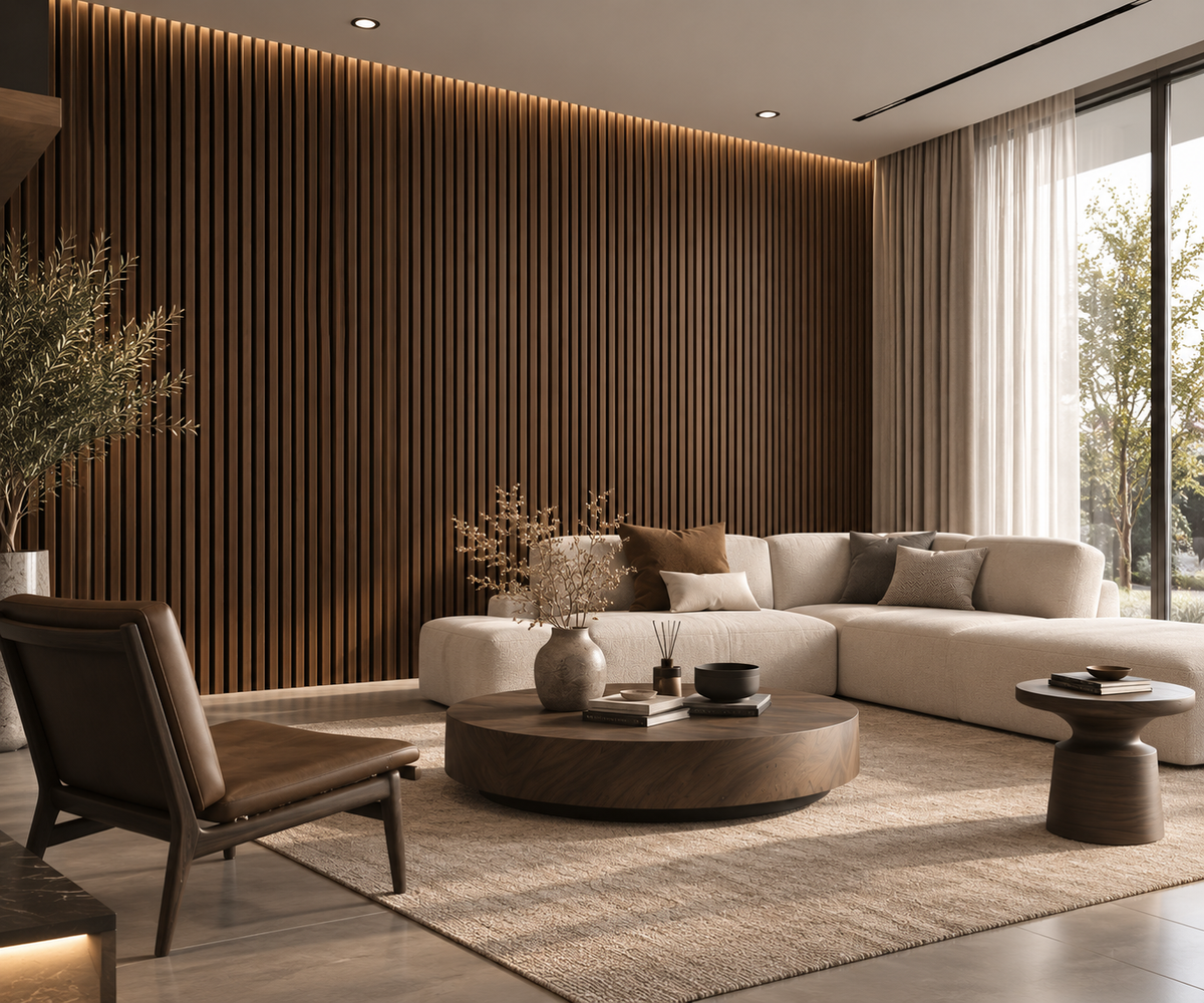 Walnut Acoustic Wall Panel 280 Cm