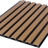 Close-up of a 30 × 240 × 1.2cm PVC panel showcasing warm walnut tones and realistic timber texture