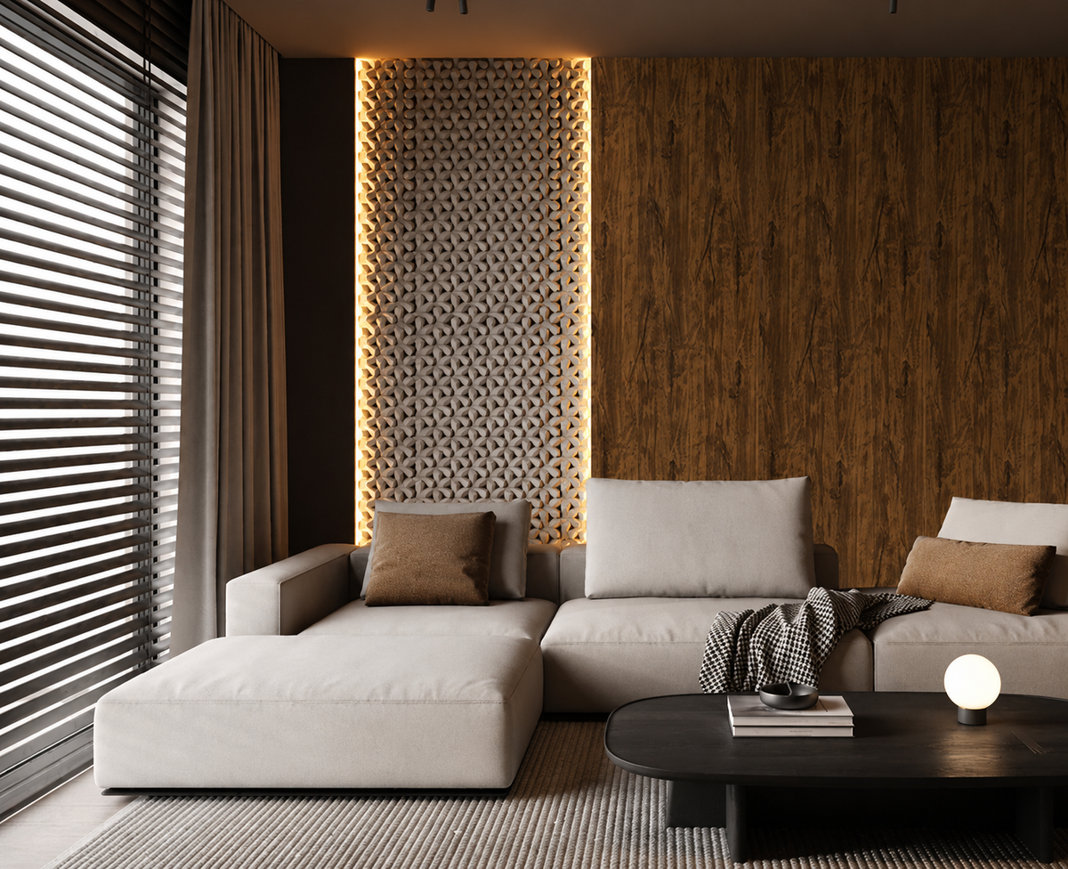Walnut 60 × 240 × 0.7cm PVC Wall Panel