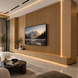 Walnut 15 × 240 × 1.8cm seamless PVC wall panel with rich wood grain and a warm contemporary finish