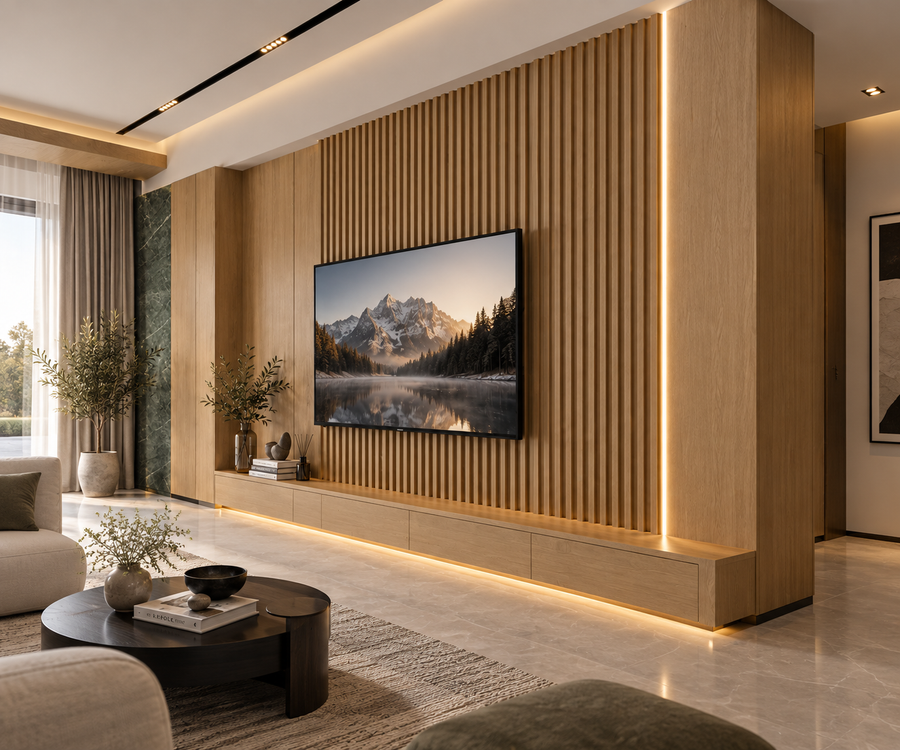 Walnut 15 × 240 × 1.8cm seamless PVC wall panel with rich wood grain and a warm contemporary finish