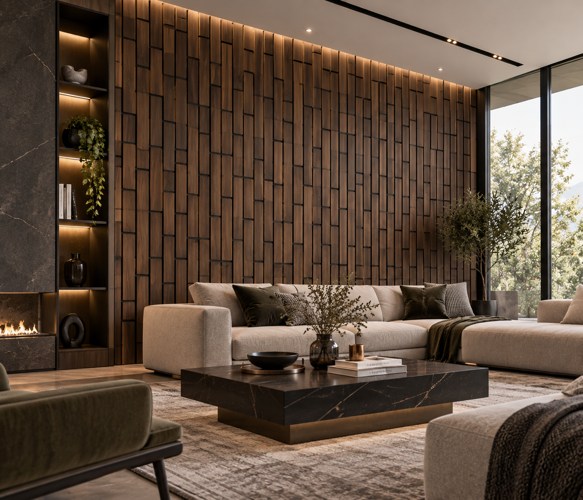 Walnut Vertical 60 × 240 × 1.7cm Acoustic Wall Panel