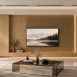 Modern interior featuring a 15 × 240 × 1.8cm seamless walnut PVC wall panel for an elegant wood-effect feature wall