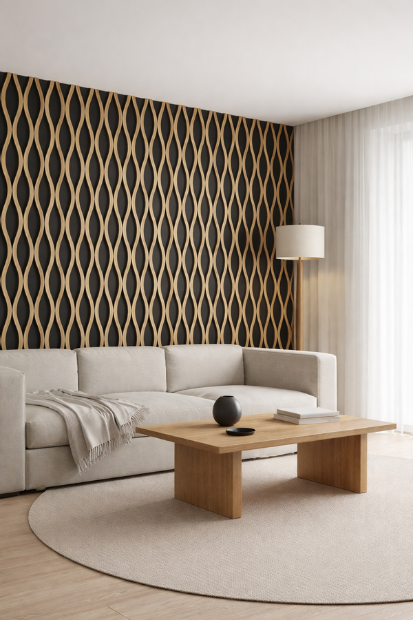 Oak Wavy Acoustic Panel - Ashlynconcepts