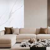 Bright stone-inspired surface with subtle marble veining creating a clean and elegant interior wall finish